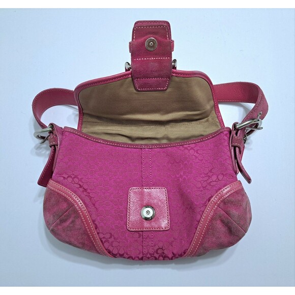 Coach Small Soho Pink Signature C Canvas Ceather Bag Y2K 6818 - Picture 11 of 14